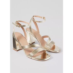 LK Bennett Edita Gold Strap Block Heel